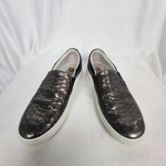 Lanvin Snake Print Slip-On Sneakers Women’s Size 7 Metallic Brown Made in Italy - Picture 2 of 8